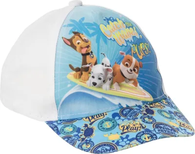 Produktbild von Paw Patrol Baseball Cap, Mütze mit Hunden Chase, Rubble und Marshall in weiß, Größe 52 für Kinder