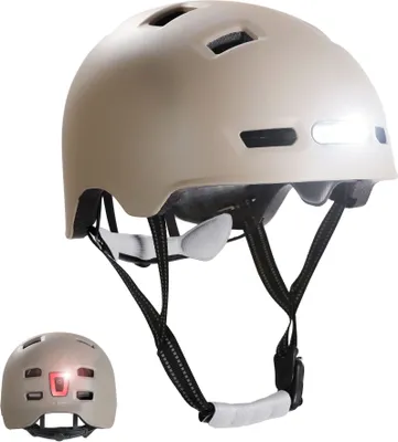 Produktbild von Skater-Fahrradhelm mit Front- und Rücklicht | Sand Farbe M 54-57cm | EN1078
