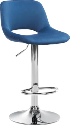 Produktbild von CLP Barhocker Camden Samt drehbar und höhenverstellbar blau Material Gestell Metall in Chromoptik