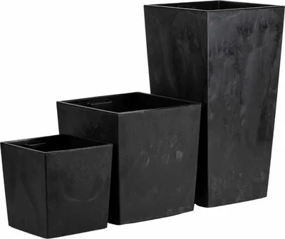 Produktbild von HowHomely | Blumentöpfen - Pflanzentöpfe - schwarz - 3er Set - Betonstruktur - Übertöpfe - Dekorativ