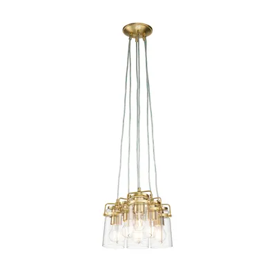 Image de Lustre contemporain Brinley en acier et laiton brossé, 6 ampoules E27
