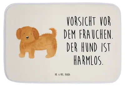 Produktbild von Mr. & Mrs. Panda Badteppich Hund Flauschig - Weiß - Geschenk, Duschvorleger, Badezimmerteppich, Badläufer, Badematte, Frauchen, Badezimmer Matte, Hunde, Niedlich, Sprüche