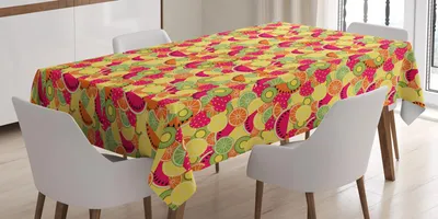 Obrázok produktu pre ABAKUHAUS Ovocný obrus, tropické ovocie s pomarančovým melónom a jahodami, farebné vegánske jedlo, 140 x 170 cm, viacfarebný
