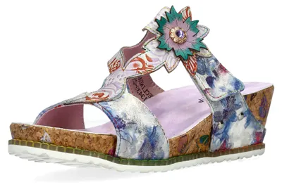 Produktbild von Laura Vita Damen Pantolette Struktur Leder mit floralem Muster Beclindao 25, Größe:39 EU, Farbe:Lila