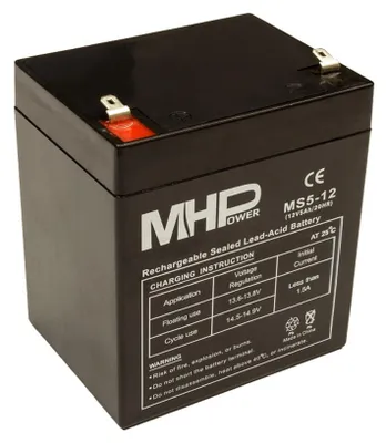 Produktbild von MHPower MS5-12 Blei-Säure-Batterie AGM 12V/5Ah, Faston F1 - 4,8mm