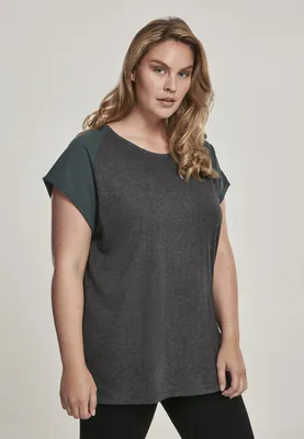Image de T-shirt pour femme Urban Classics Ladies Contrast Raglan Tee, gris anthracite/vert bouteille - L