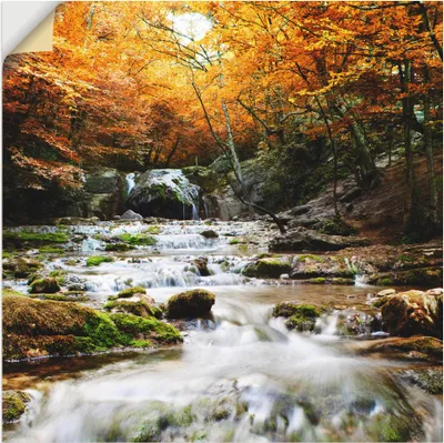 Produktbild von ARTland Wandbild, selbstklebend Herbstlicher Wasserfall Größe: 40x40 cm