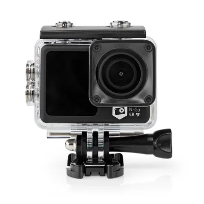 Obrázek produktu pro Nedis Action Cam / Duální obrazovka / 4K@30fps / 16 MPixel / Vodotěsnost do: 30,0 m / 90 min / Wi-Fi / Aplikace k dispozici pro: Android™ / IOS / Včetně držáku / Černá