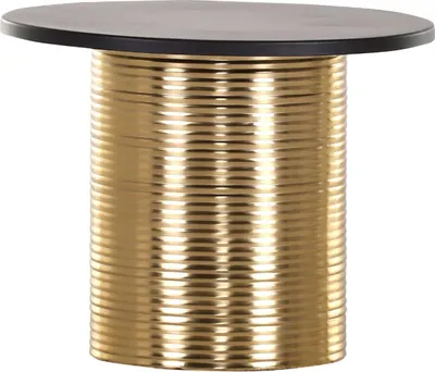 Produktbild von Casa Padrino Luxus Beistelltisch Schwarz / Gold Ø 50 x H. 40 cm - Runder pulverbeschichteter und galvanisierter Metall Tisch - Wohnzimmer Möbel