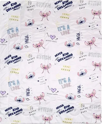 Produktbild von Disney Stitch and Andzia Kindersteppdecke, weiße und rosa Steppdecke 120x150 cm
