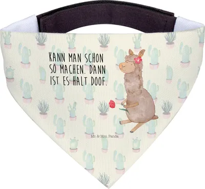 Produktbild von Mr. & Mrs. Panda Bandana Alpaka Blume - Kaktus Grün - Geschenk, Tuch für Hunde, Lama, Witz, Dreieckstuch, Lamas, Halstuch, Spruch, Hals