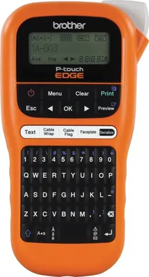 Zdjęcie produktu dla Brother PT-E110, QWERTY, HGe/TZe, Termotransferowy, 180 x 180 DPI, 20 mm/s, Czarny, Pomarańczowy