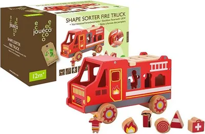 Produktbild von Jouéco Holz-Formenbox Feuerwehrwagen - Lernspielzeug für Kinder