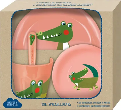 Produktbild von Coppenrath 22481 - Die Spiegelburg - Freche Rasselbande - Geschirr Geschenkset Krokodil