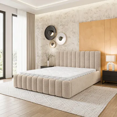 Produktbild von Masseno Polsterbett DINESE Q 180x200 cm, Polsterbett mit Bettkästen - Beige, QUELLE 05
