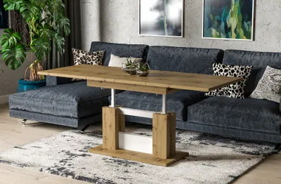 Image de Endo-Möbel Table basse Fabel 110-170 extensible réglable en hauteur avec rallonge synchrone (Chêne Artisan)