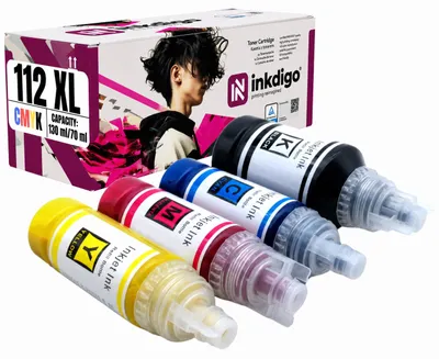 Produktbild von Inkdigo Tintenset 112 XL für Epson EcoTank L11160, L15150, L15160, L5150 – CMYK, 340 ml,, KI-generiertes Bild