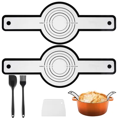 Produktbild von 2-teilige Silikon-Backmatte für Auflaufformen mit Teigschaber, Silikon-Backpinsel und Spatel – Wiederverwendbare Antihaft-Backmatte mit langen Griffen und Brotschlaufe für Kastenform und Backofen
