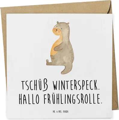Produktbild von Mr. & Mrs. Panda Grußkarte Otter Bauch - Weiß - Geschenk, anlasskarte, Sportmuffel, Klappkarte, Essen. Foodlover, doppelkarte, Glückwunschkarte, Winterspeck, Seeotter See