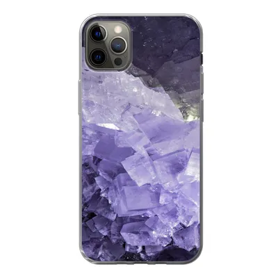 Produktbild von MuchoWow® Handyhülle Schutzhülle Hülle für iPhone 12 Pro Max Naturstein - Lila - Kristalle Silikon Softcase Handy Hülle - Hartschale