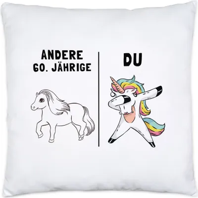 Produktbild von 60. Geburtstag Kissen inkl. Füllung mit Spruch Frauen Lustig Einhorn 60 Jahre Geschenk-Idee Andere 60 Jährige