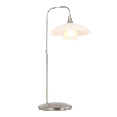 Produktbild von Steinhauer Tischleuchte Tallerken 1-flammig Silber Matt/ Weiß 27x18cm