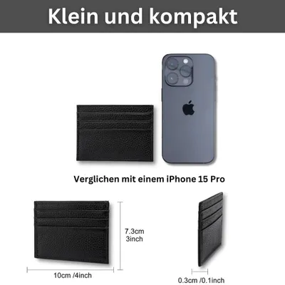 Produktbild von Kartenetui aus echtem Leder, elegantes Design mit übersichtlicher Anordnung, Cafe