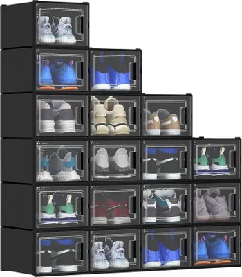Produktbild von YITAHOME Schuhboxen 18er Set stapelbar stabil Belüftungslöchern für Schuhe bis Größe 46