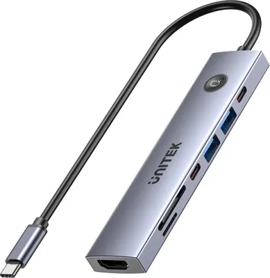 Produktbild von Unitek Hub Usb-C 7W1 Pd 100W Hdmi 2.0 Mit Ein/Aus-Schalter