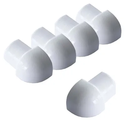 Produktbild von Dalsys 5x Außeneck für Fliesenschiene 10mm Aluminium (eloxiert) Viertelkreisprofil Weiß Fliesenprofil