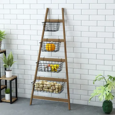 Produktbild von Leiterregal ’Sejlflod’ mit 4 Metallkörben