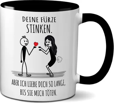 Produktbild von TassenKing Tasse Deine Fürze stinken ich liebe Dich trotzdem Liebestasse Geschenk für Frau oder Freundin Frauen lustig (schwarz)