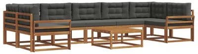 Produktbild von vidaXL Outdoor-Sofagarnitur mit Kissen 8 pcs Natur und Anthrazit