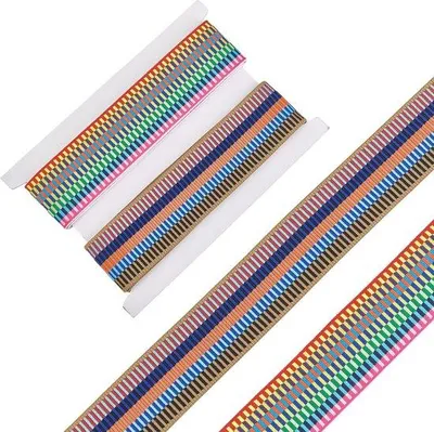 Zdjęcie produktu dla Elastyczne gumki, 4 metry - nylon z wzorem pasków - płaskie, kolorowe sznurki - idealne do projektów DIY