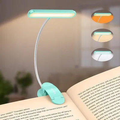Productafbeelding van Oplaadbare Leeslamp met USB C | 3 Kleurmodi & 5 Helderheidsniveaus | Flexibele Klem Nachtleeslamp