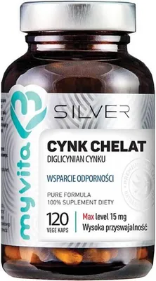Produktbild von Zinkchelat Zinkdiglycinat 15 mg Immununterstützung 120 Kapseln MyVita Silver