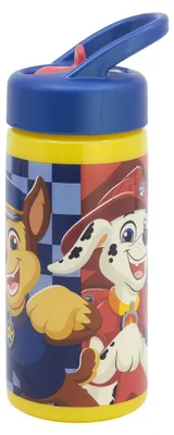 Trinkflasche 410 ml mit Strohhalm, Paw Patrol, Blau