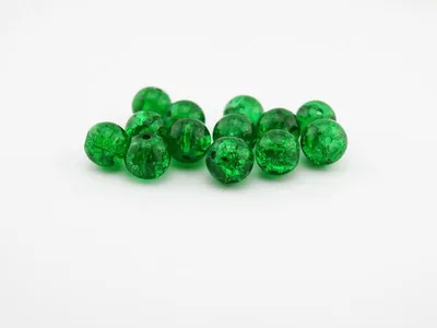 Produktbild von Vintageparts Crackle Glasperlen rund grün 10 mm 20 Stück
