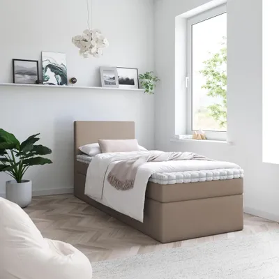 Produktbild von Bett Boxspringbett TOP MINI OHNE TOPPER , Bettkästen - Einzelbett, Stauraum, Schlafzimmer,Polsterbett (90x200, Cappucccino - ITAKA 48)