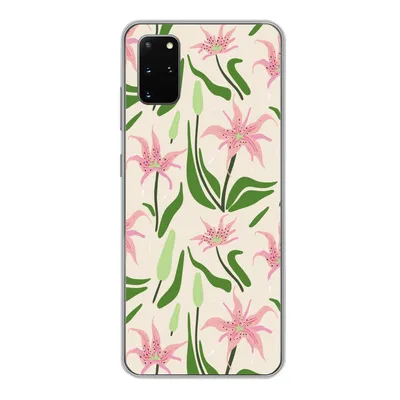 Produktbild von MuchoWow® Handyhülle Schutzhülle Hülle für Samsung Galaxy S20 Plus Blume - Rosa - Blatt Silikon Softcase Handy Hülle - Hartschale