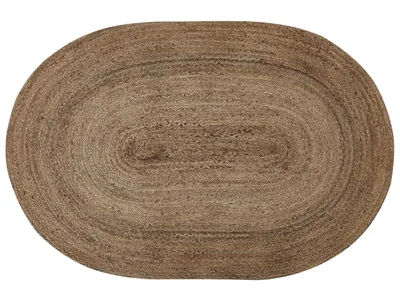 Obrázek produktu pro BELIANI Jutový koberec přírodní béžový 120 x 180 cm oválný vhodný na podlahové topení přírodní design obývací pokoj ložnice