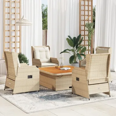 Image de Maison Exclusive - Ensemble salon de jardin 5 pièces avec coussins, rotin synthétique beige