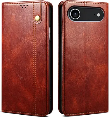 Produktbild von Hülle für iPhone Air Leder Brieftasche Schutzhülle mit Standfunktion Rot