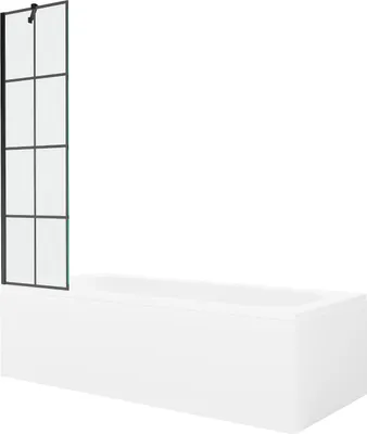 Produktbild von Mexen Vega rechteckige Wanne 160 x 70 cm mit Verkleidung und 1-flügeliger Duschwand 50 cm, schwarzes Muster - 550116070X9505007?