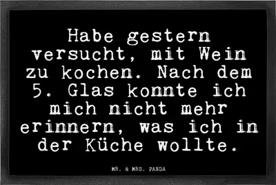 Produktbild von Mr. & Mrs. Panda Gummimatte Habe gestern versucht, mit... 40 x 60 cm - Schwarz - Geschenk, Sprüche, Glizer Spruch Weisheiten Zitate Lustig Weisheit Worte, Schmutzmatte