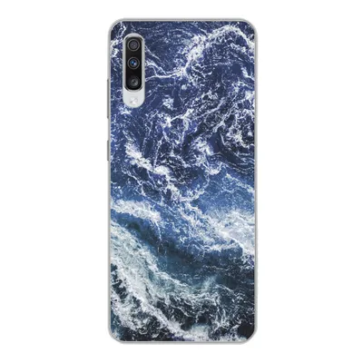Produktbild von MuchoWow® Handyhülle Schutzhülle Hülle für Samsung Galaxy A70 Naturstein - Blau - Weiß Silikon Softcase Handy Hülle - Schutzhaube