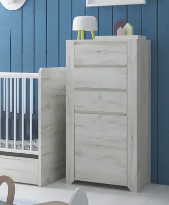 Produktbild von Highboard Kommode 1-türig mit Schubladen Breite 56cm weißeiche