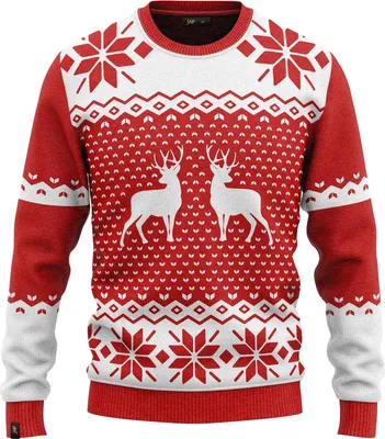 Zdjęcie produktu dla JAP Christmas Brzydki sweter świąteczny Classic one - 100% z recyklingu - Uni  damski i męski - Czerwony - Rozmiar M