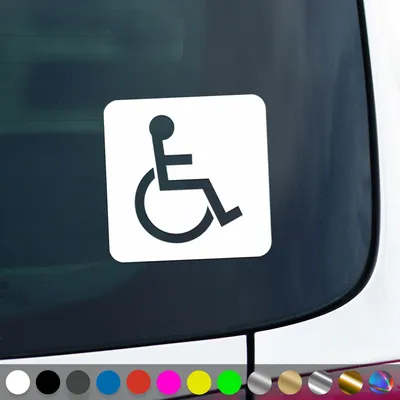 Produktbild von PantherPixel Rollstuhl Aufkleber Behindert Hinweis Rollstuhlfahrer Sticker Auto Geschenkidee Farbe Weiss