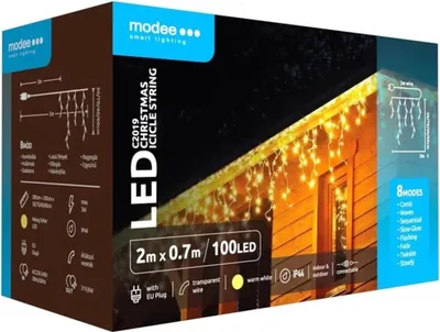 Obrázok produktu pre Modee Lighting LED vianočná reťaz 100LED 2m cencúlové reťaze 70cm
